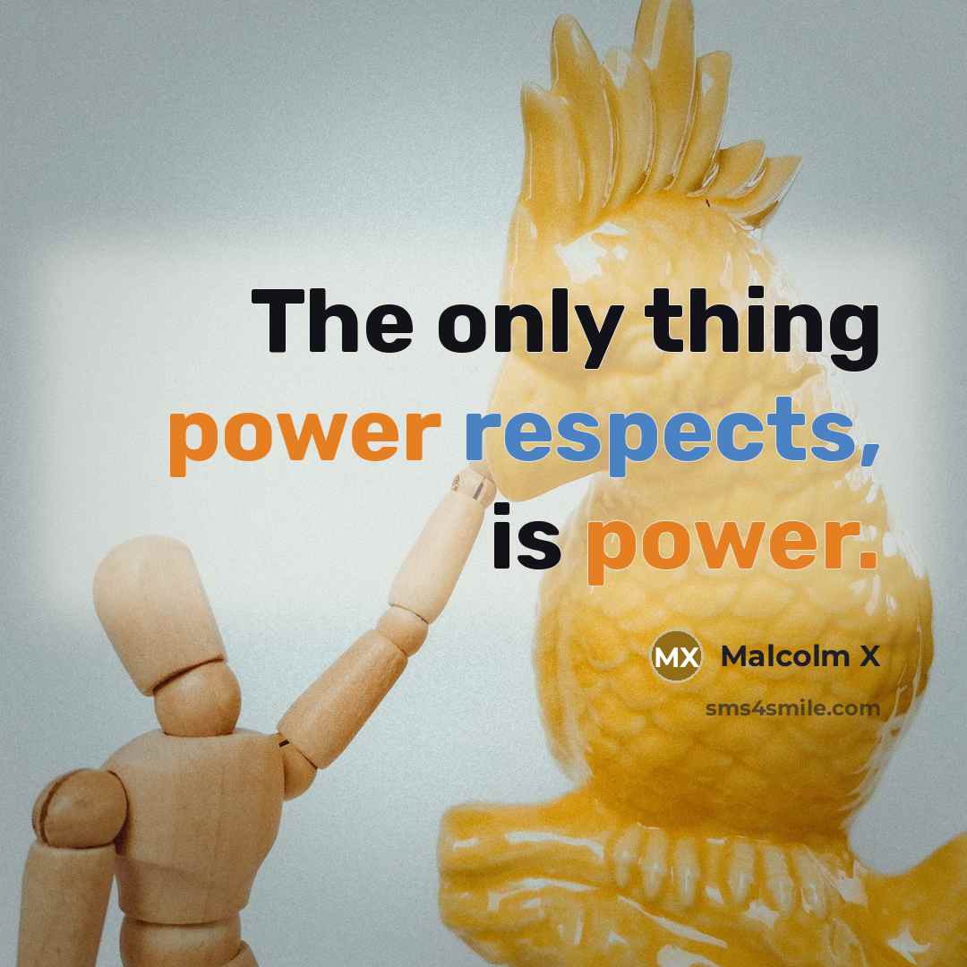 “The only thing power respects, is power.” quote by Malcolm X