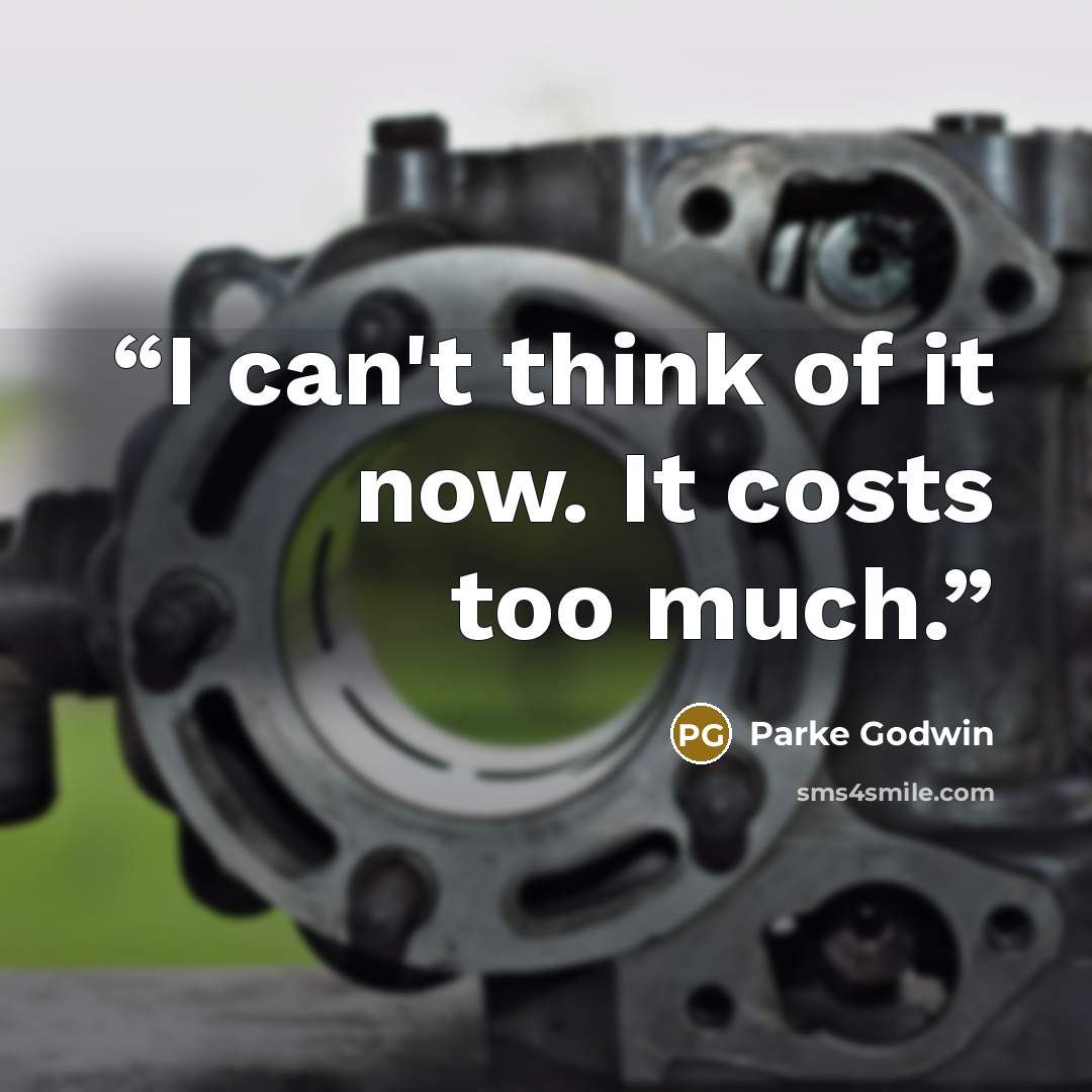 “I can't think of it now. It costs too much.” quote by Parke Godwin