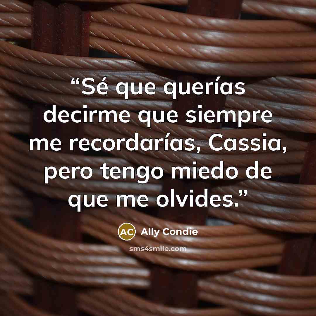 “Sé que querías decirme que siempre me recordarías, Cassia, pero tengo miedo de que me olvides.” quote by Ally Condie