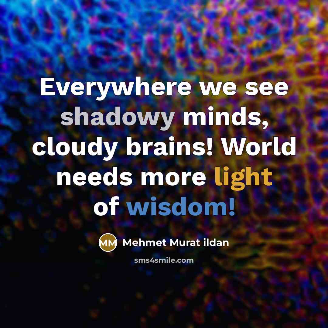 “Everywhere we see shadowy minds, cloudy brains! World needs more light of wisdom!” quote by Mehmet Murat Ildan