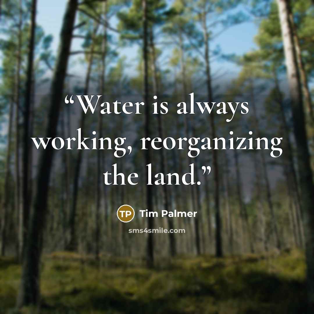 “Water is always working, reorganizing the land.” quote by Tim Palmer