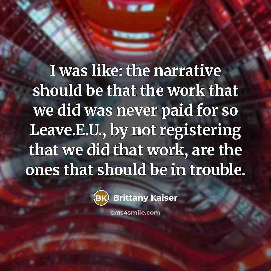 “I was like: the narrative should be that the work that we did was never paid for so Leave.E.U., by not registering that we did that work, are the ones that should be in trouble.” quote by Brittany Kaiser