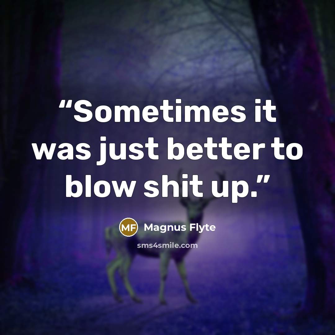 “Sometimes it was just better to blow shit up.” quote by Magnus Flyte