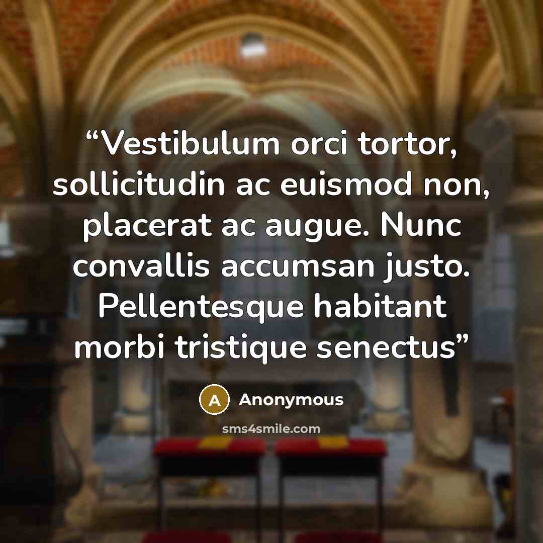 “Vestibulum orci tortor, sollicitudin ac euismod non, placerat ac augue. Nunc convallis accumsan justo. Pellentesque habitant morbi tristique senectus” quote by Anonymous
