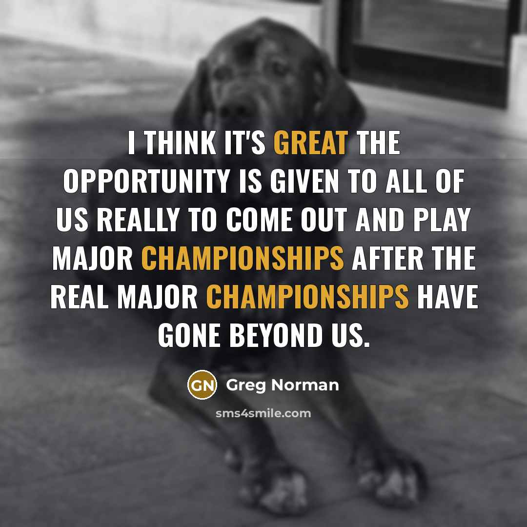 “I think it's great the opportunity is given to all of us really to come out and play major championships after the real major championships have gone beyond us.” quote by Greg Norman