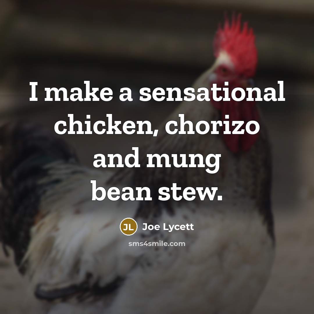 “I make a sensational chicken, chorizo and mung bean stew.” quote by Joe Lycett