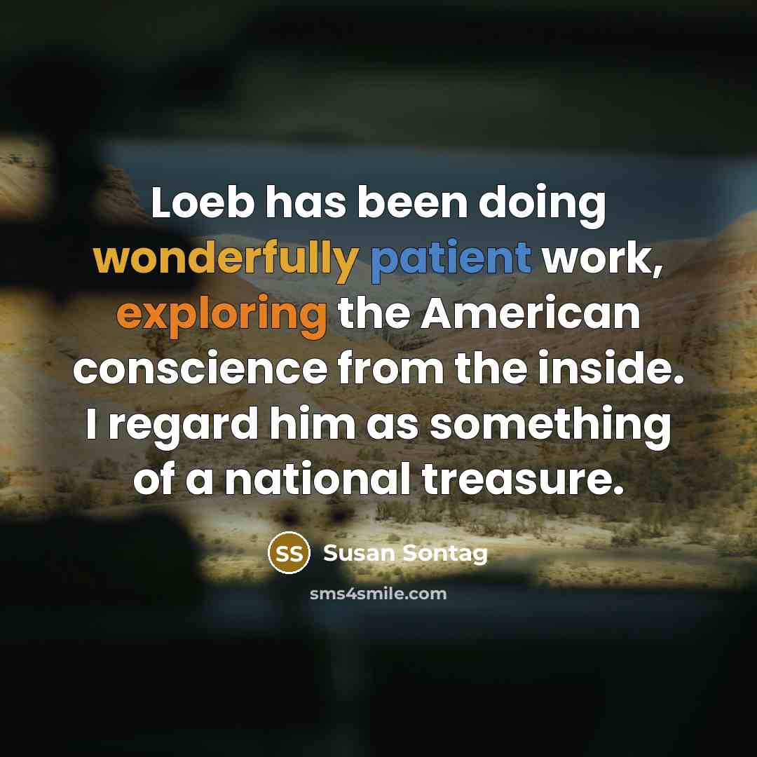 “Loeb has been doing wonderfully patient work, exploring the American conscience from the inside. I regard him as something of a national treasure.” quote by Susan Sontag
