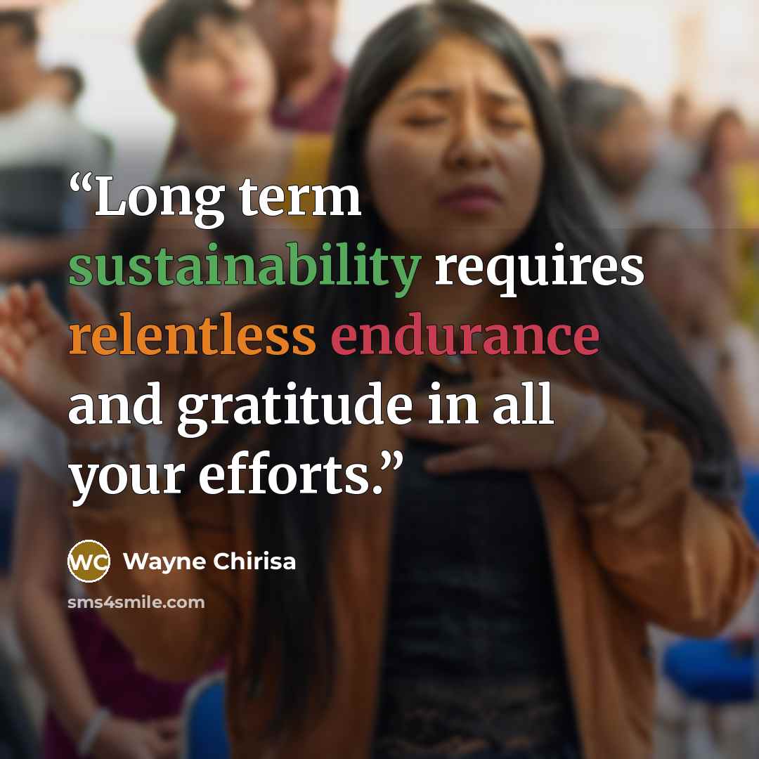 “Long term sustainability requires relentless endurance and gratitude in all your efforts.” quote by Wayne Chirisa