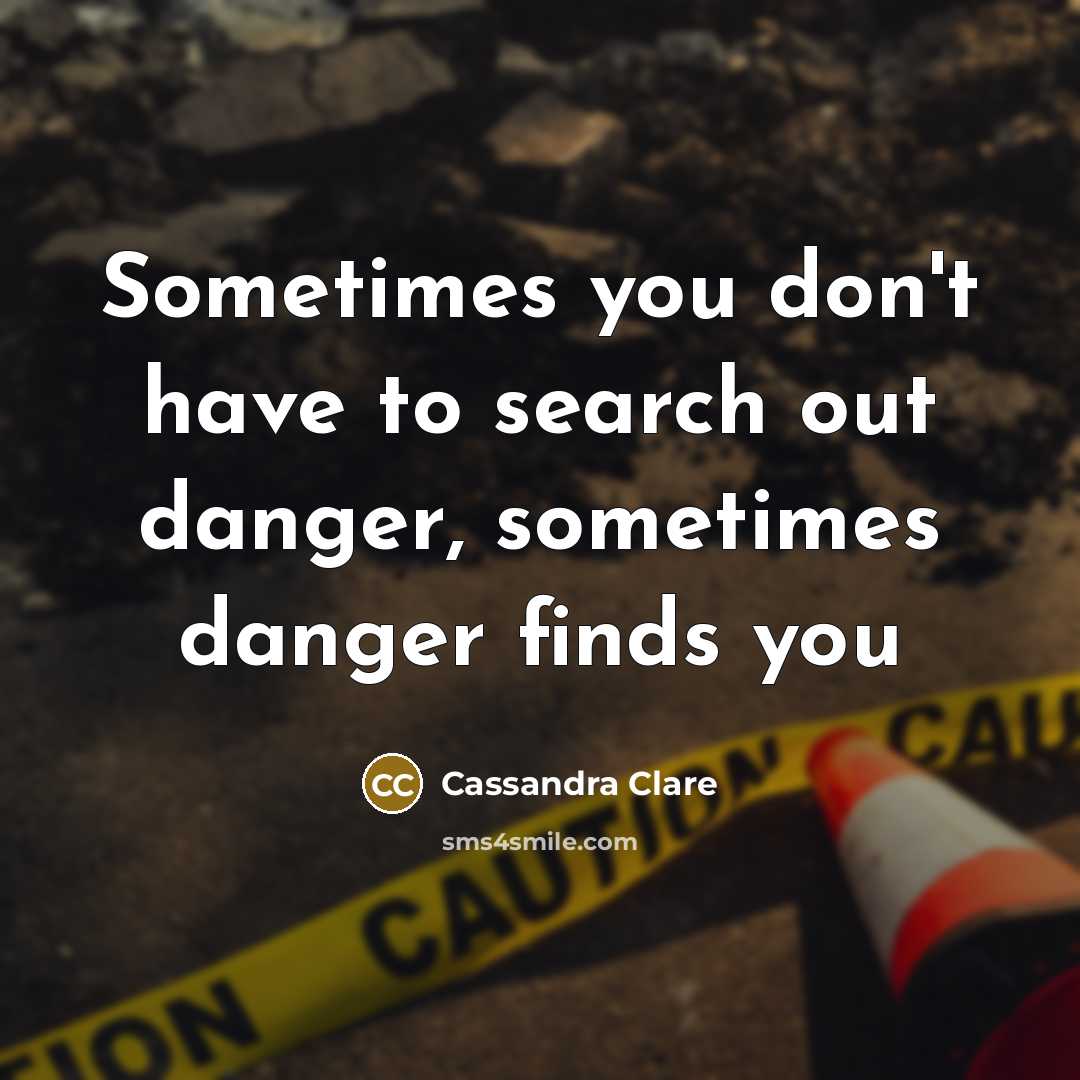 “Sometimes you don't have to search out danger, sometimes danger finds you” quote by Cassandra Clare