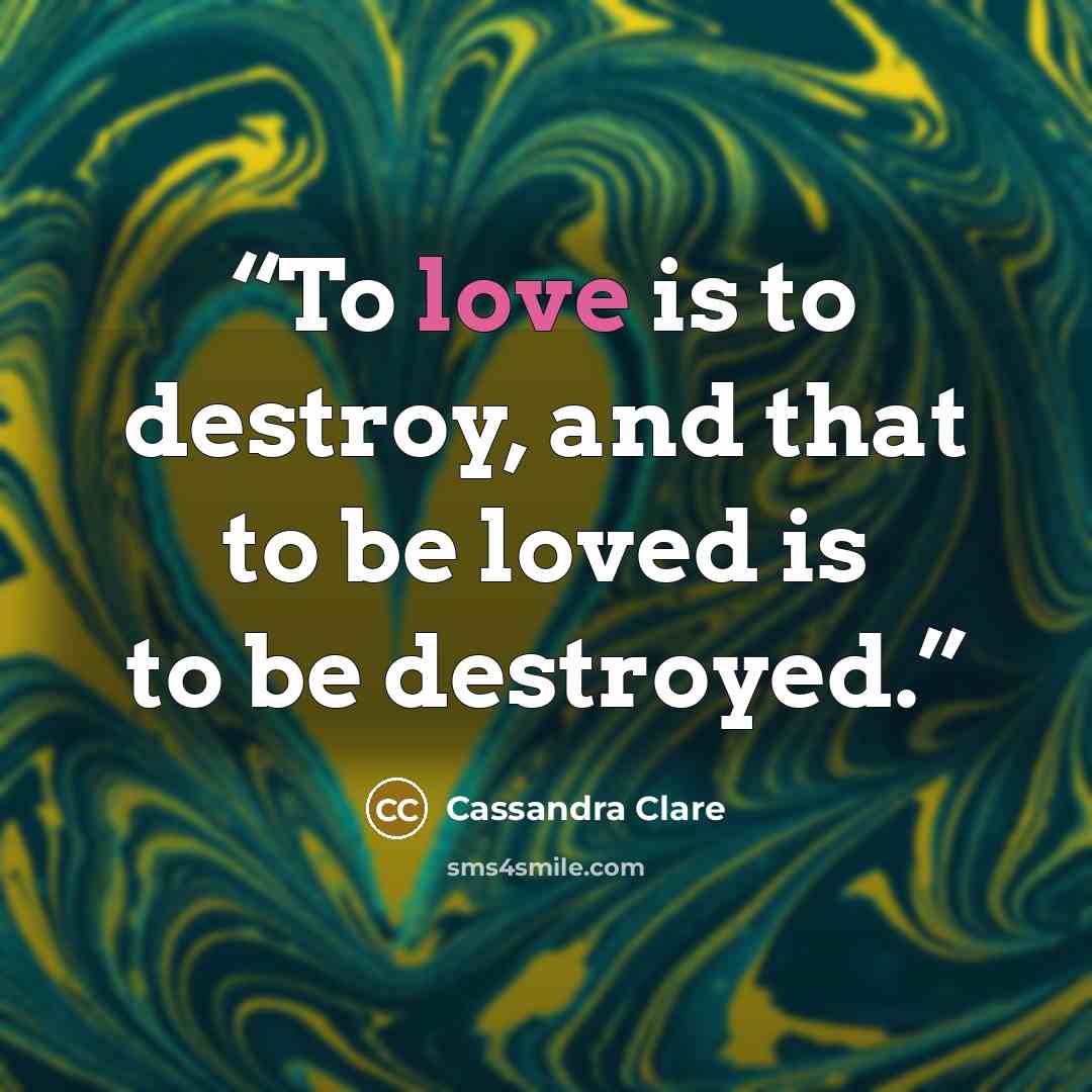 “To love is to destroy, and that to be loved is to be destroyed.” quote by Cassandra Clare