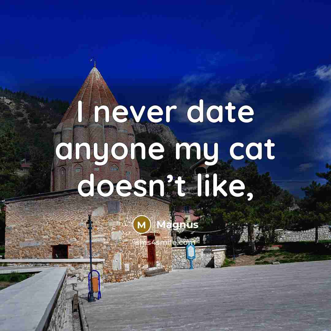 “I never date anyone my cat doesn’t like,” quote by Magnus