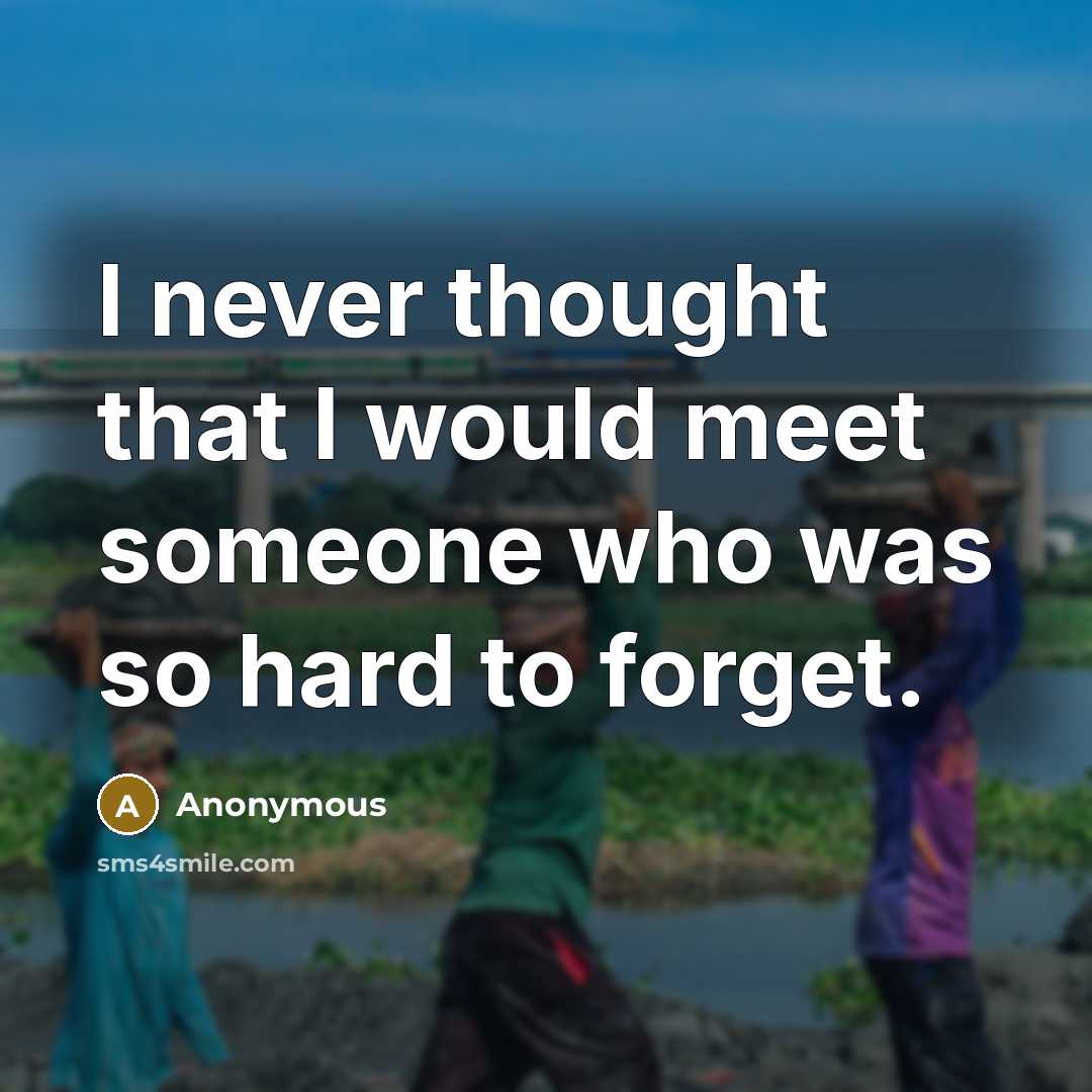 “I never thought that I would meet someone who was so hard to forget.” quote by Anonymous