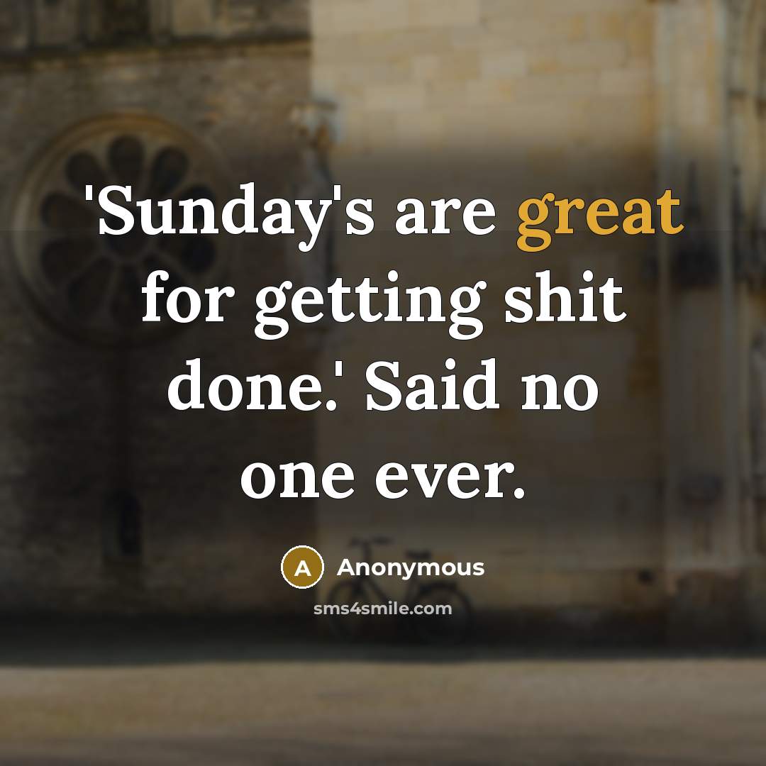 “'Sunday's are great for getting shit done.' Said no one ever.” quote by Anonymous