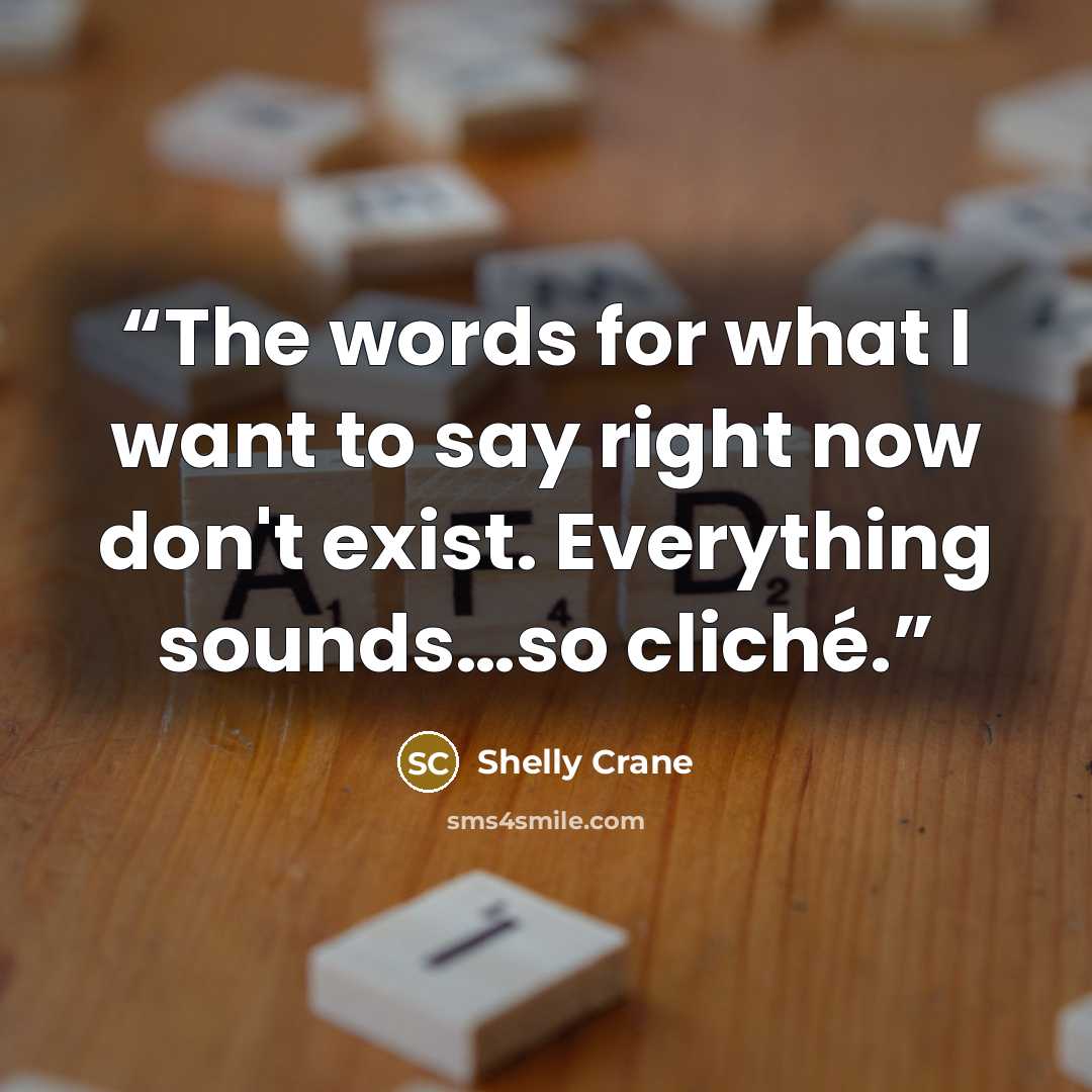 “The words for what I want to say right now don't exist. Everything sounds…so cliché.” quote by Shelly Crane
