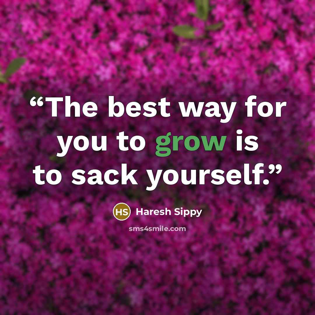 “The best way for you to grow is to sack yourself.” quote by Haresh Sippy