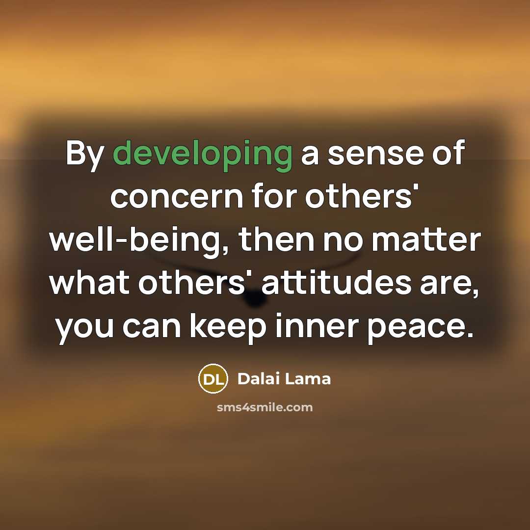 “By developing a sense of concern for others' well-being, then no matter what others' attitudes are, you can keep inner peace.” quote by Dalai Lama