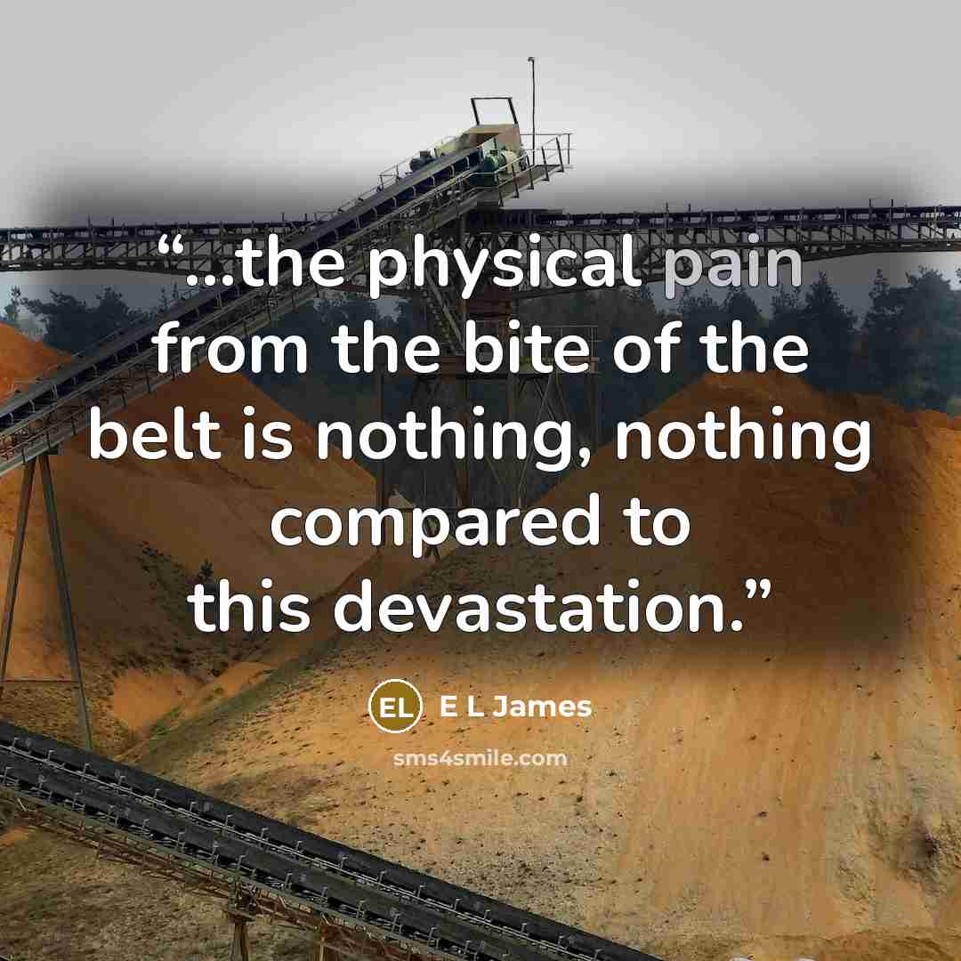“...the physical pain from the bite of the belt is nothing, nothing compared to this devastation.” quote by E L James