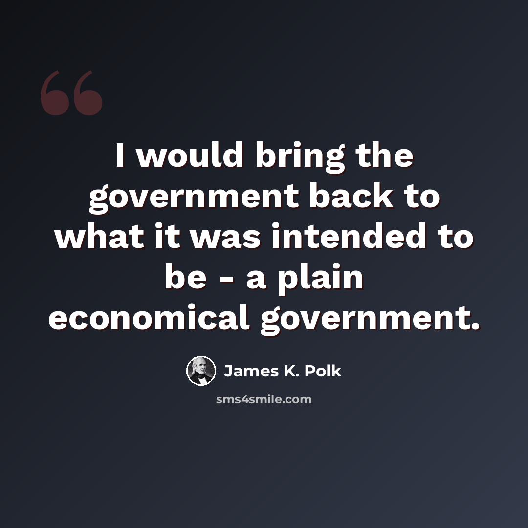 “I would bring the government back to what it was intended to be - a plain economical government.” quote by James K. Polk