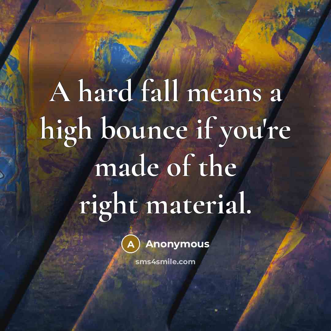 “A hard fall means a high bounce if you're made of the right material.” quote by Anonymous