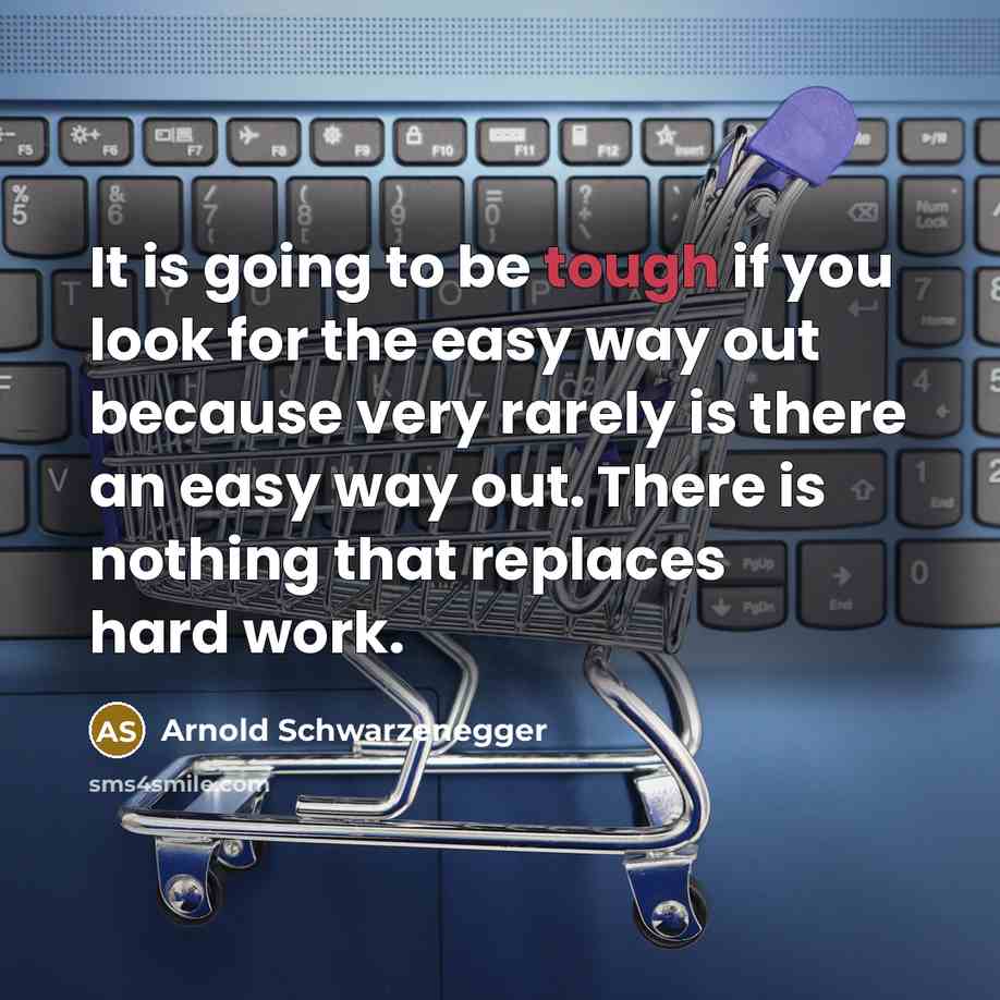 “It is going to be tough if you look for the easy way out because very rarely is there an easy way out. There is nothing that replaces hard work.” quote by Arnold Schwarzenegger