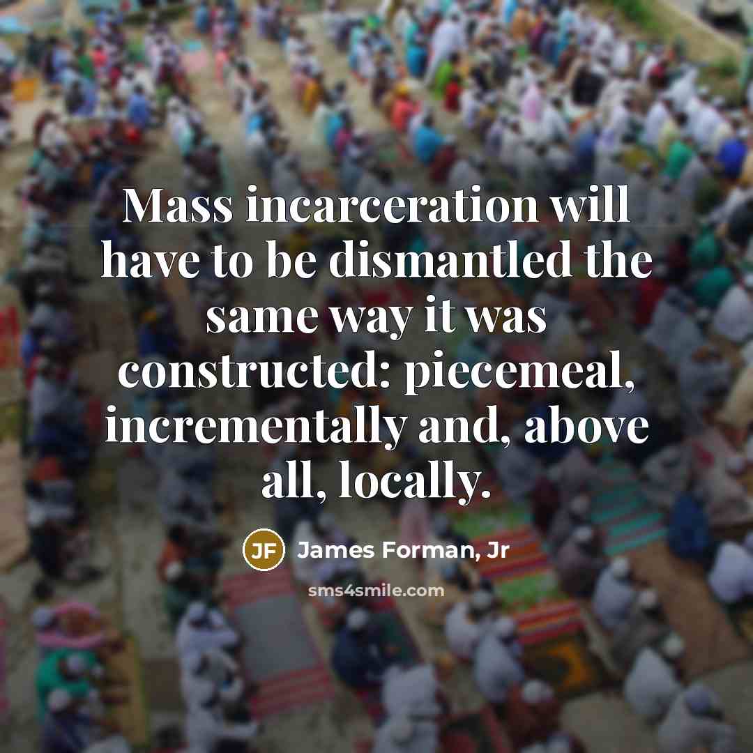 “Mass incarceration will have to be dismantled the same way it was constructed: piecemeal, incrementally and, above all, locally.” quote by James Forman, Jr