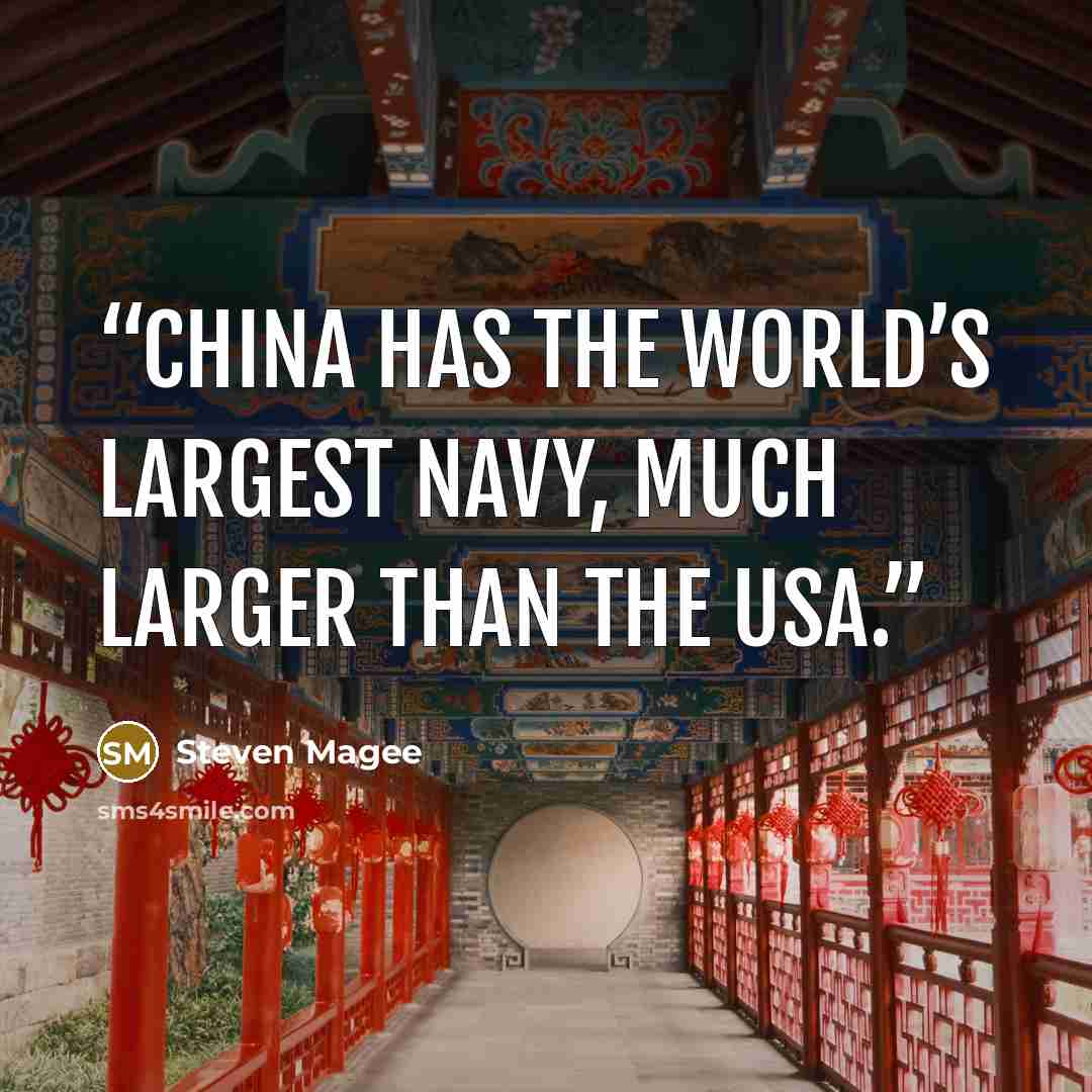 “China has the world’s largest navy, much larger than the USA.” quote by Steven Magee