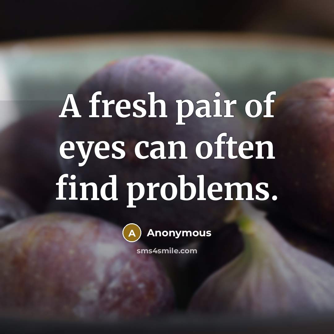 “A fresh pair of eyes can often find problems.” quote by Anonymous