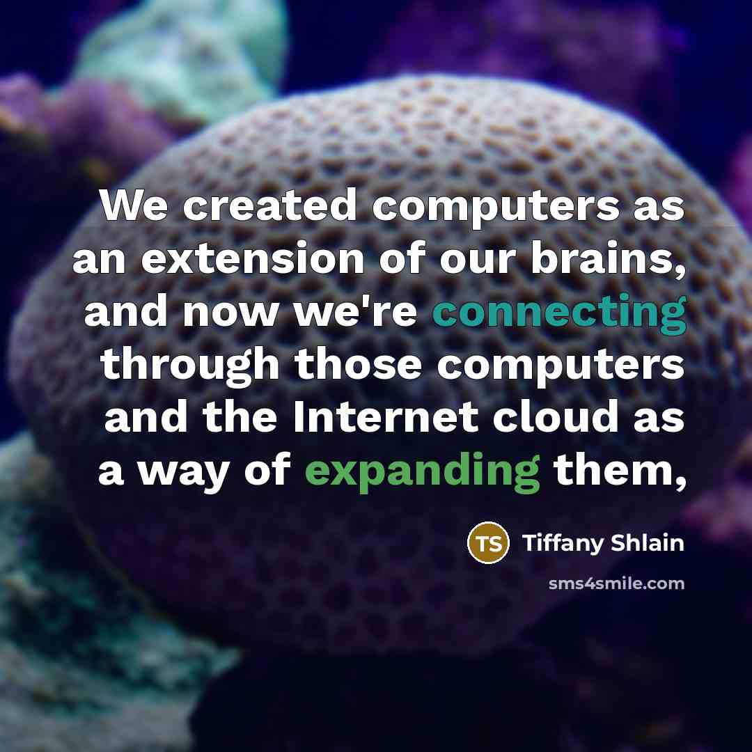 “We created computers as an extension of our brains, and now we're connecting through those computers and the Internet cloud as a way of expanding them,” quote by Tiffany Shlain