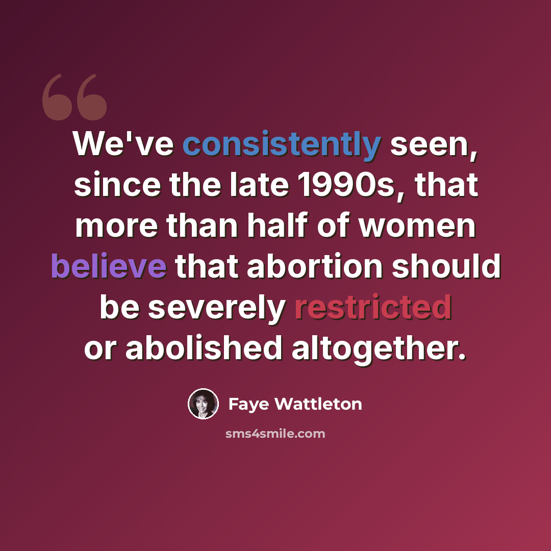 “We've consistently seen, since the late 1990s, that more than half of women believe that abortion should be severely restricted or abolished altogether.” quote by Faye Wattleton