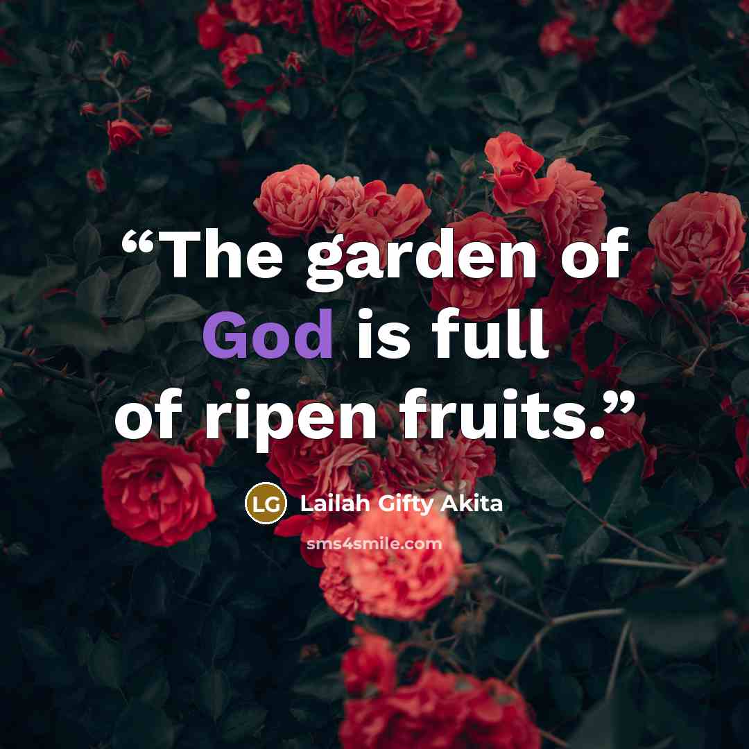 “The garden of God is full of ripen fruits.” quote by Lailah Gifty Akita