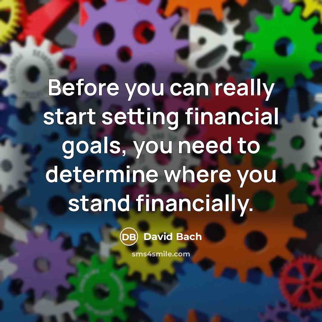 “Before you can really start setting financial goals, you need to determine where you stand financially.” quote by David Bach