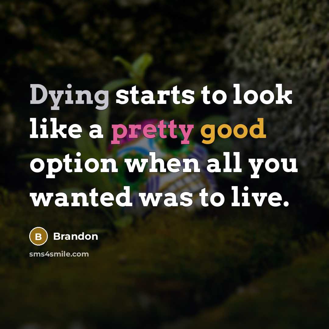 “Dying starts to look like a pretty good option when all you wanted was to live.” quote by Brandon