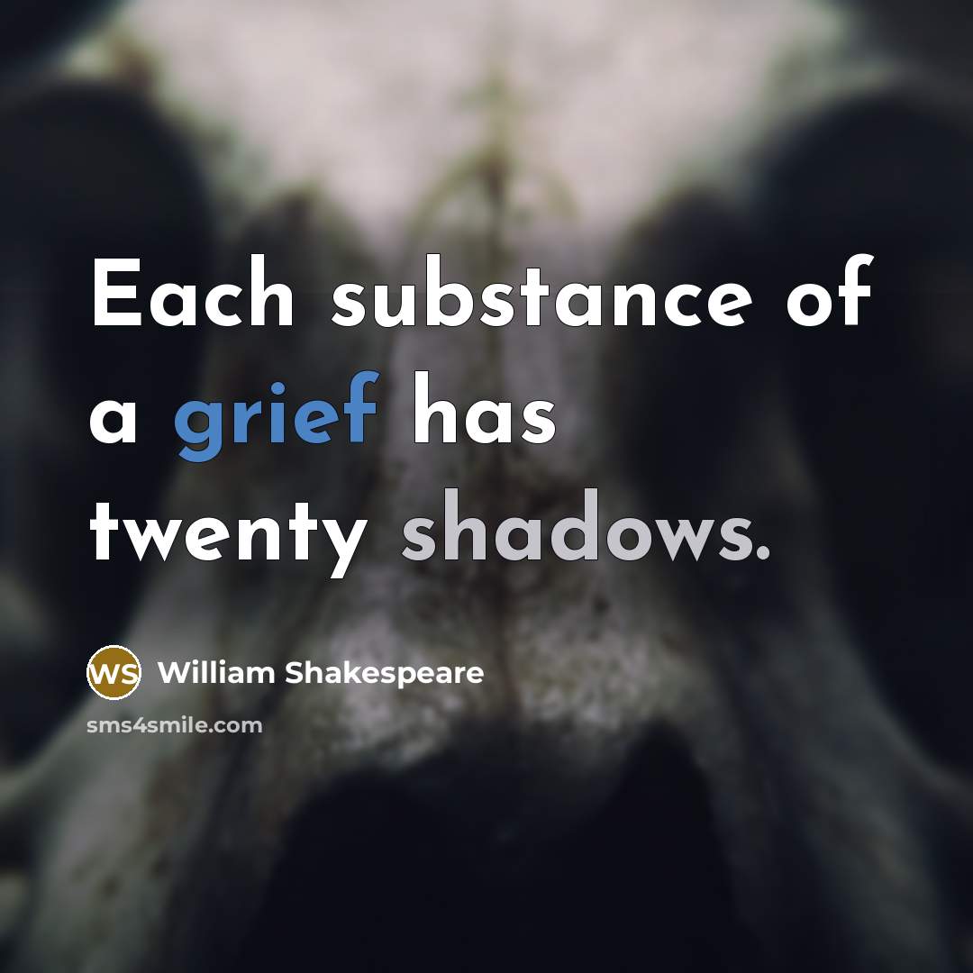 “Each substance of a grief has twenty shadows.” quote by William Shakespeare