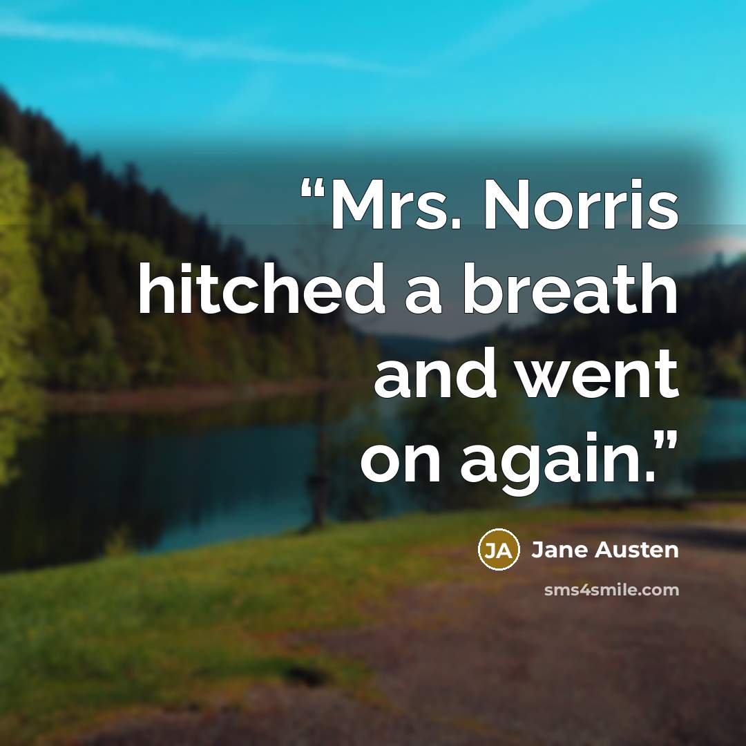 “Mrs. Norris hitched a breath and went on again.” quote by Jane Austen