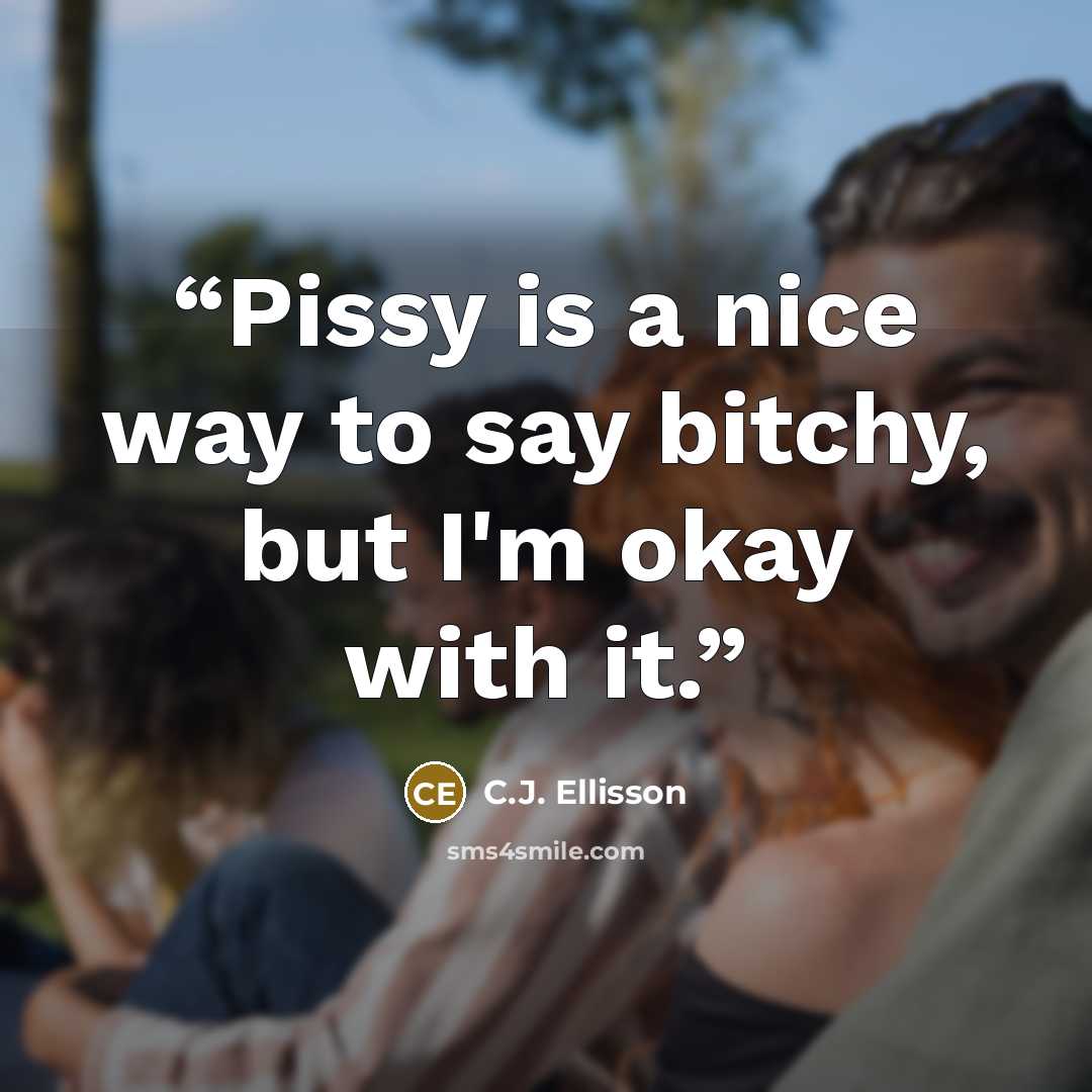 “Pissy is a nice way to say bitchy, but I'm okay with it.” quote by C.J. Ellisson
