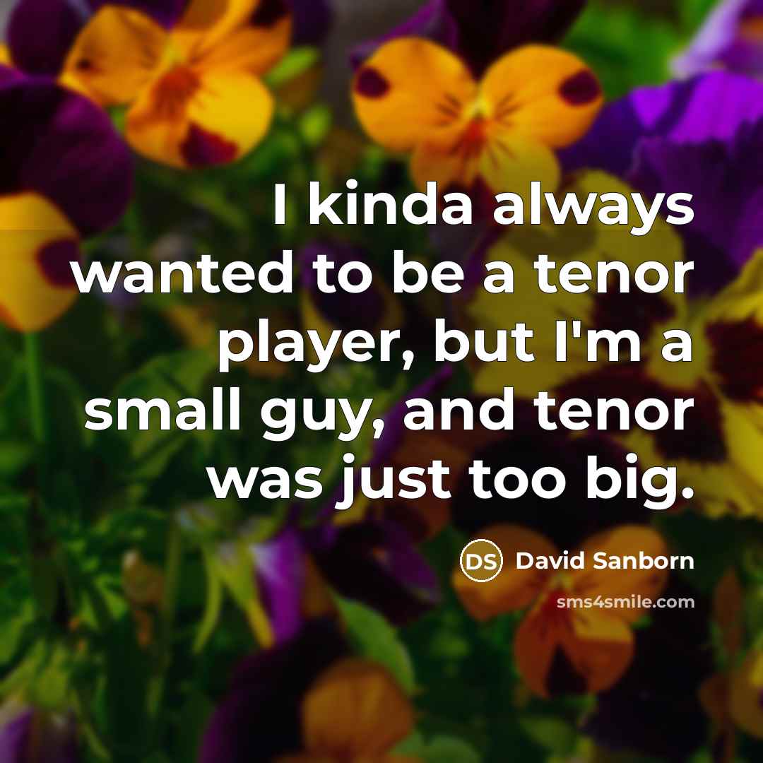“I kinda always wanted to be a tenor player, but I'm a small guy, and tenor was just too big.” quote by David Sanborn