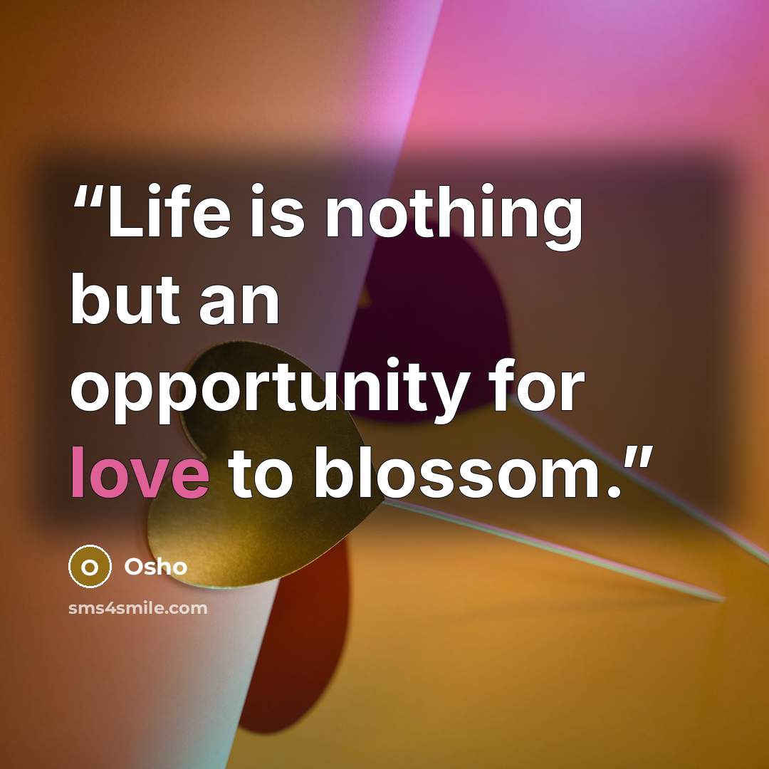 “Life is nothing but an opportunity for love to blossom.” quote by Osho
