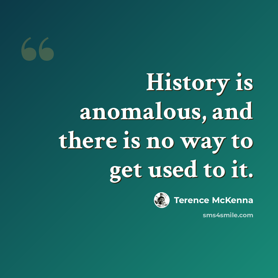 “History is anomalous, and there is no way to get used to it.” quote by Terence McKenna