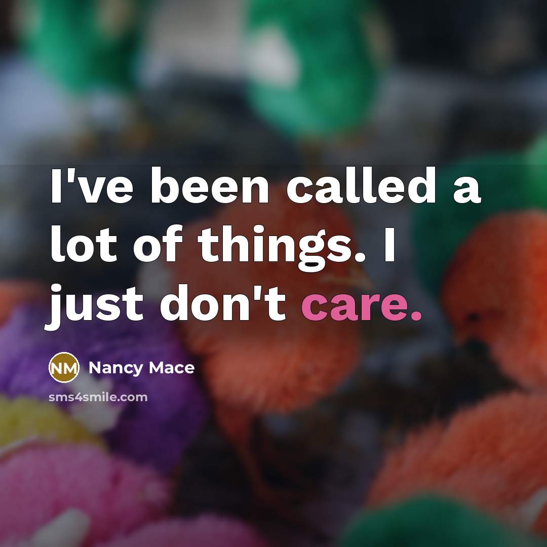 “I've been called a lot of things. I just don't care.” quote by Nancy Mace
