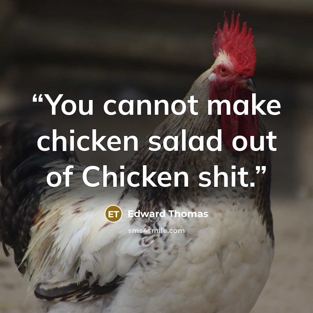 “You cannot make chicken salad out of Chicken shit.” quote by Edward Thomas