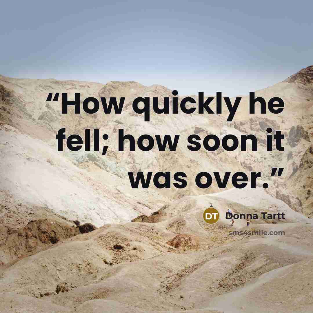 “How quickly he fell; how soon it was over.” quote by Donna Tartt
