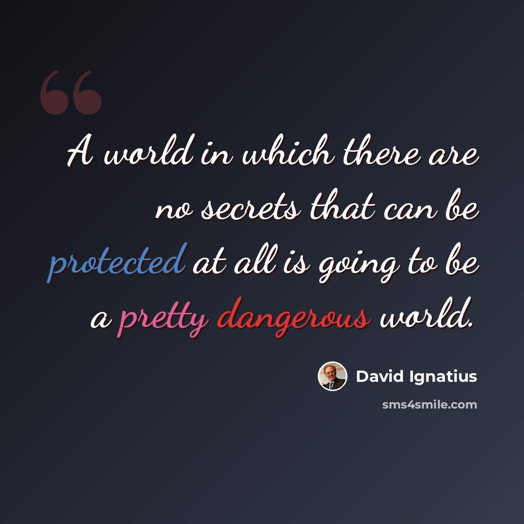 “A world in which there are no secrets that can be protected at all is going to be a pretty dangerous world.” quote by David Ignatius