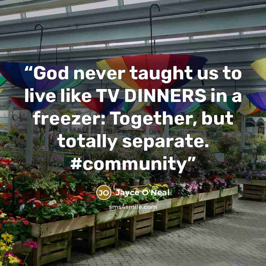 “God never taught us to live like TV DINNERS in a freezer: Together, but totally separate. #community” quote by Jayce O'Neal