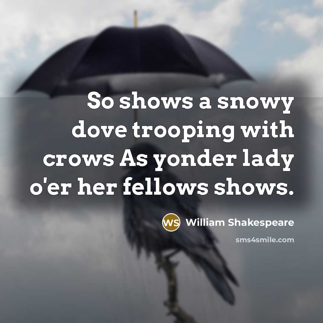 “So shows a snowy dove trooping with crows As yonder lady o'er her fellows shows.” quote by William Shakespeare