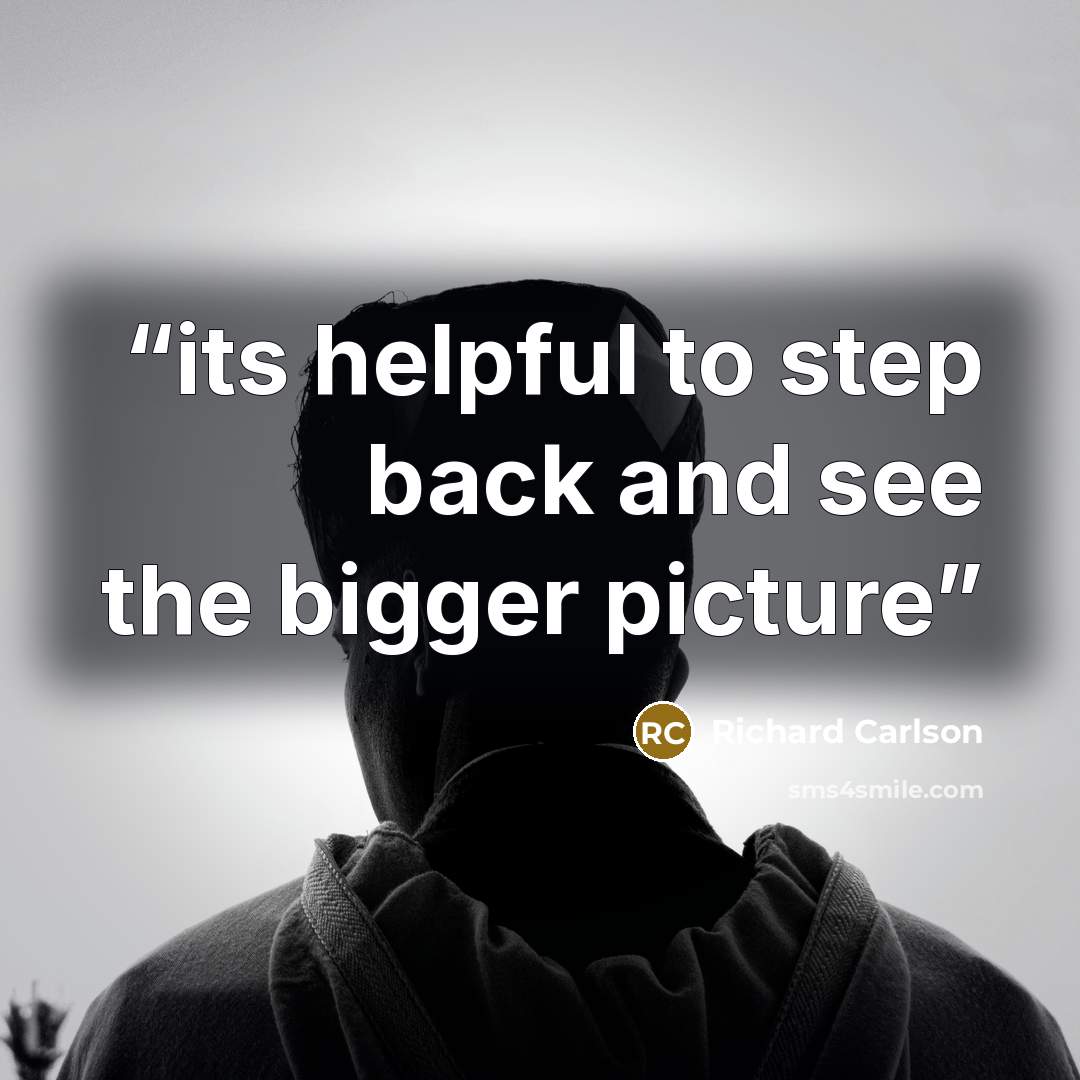 “its helpful to step back and see the bigger picture” quote by Richard Carlson