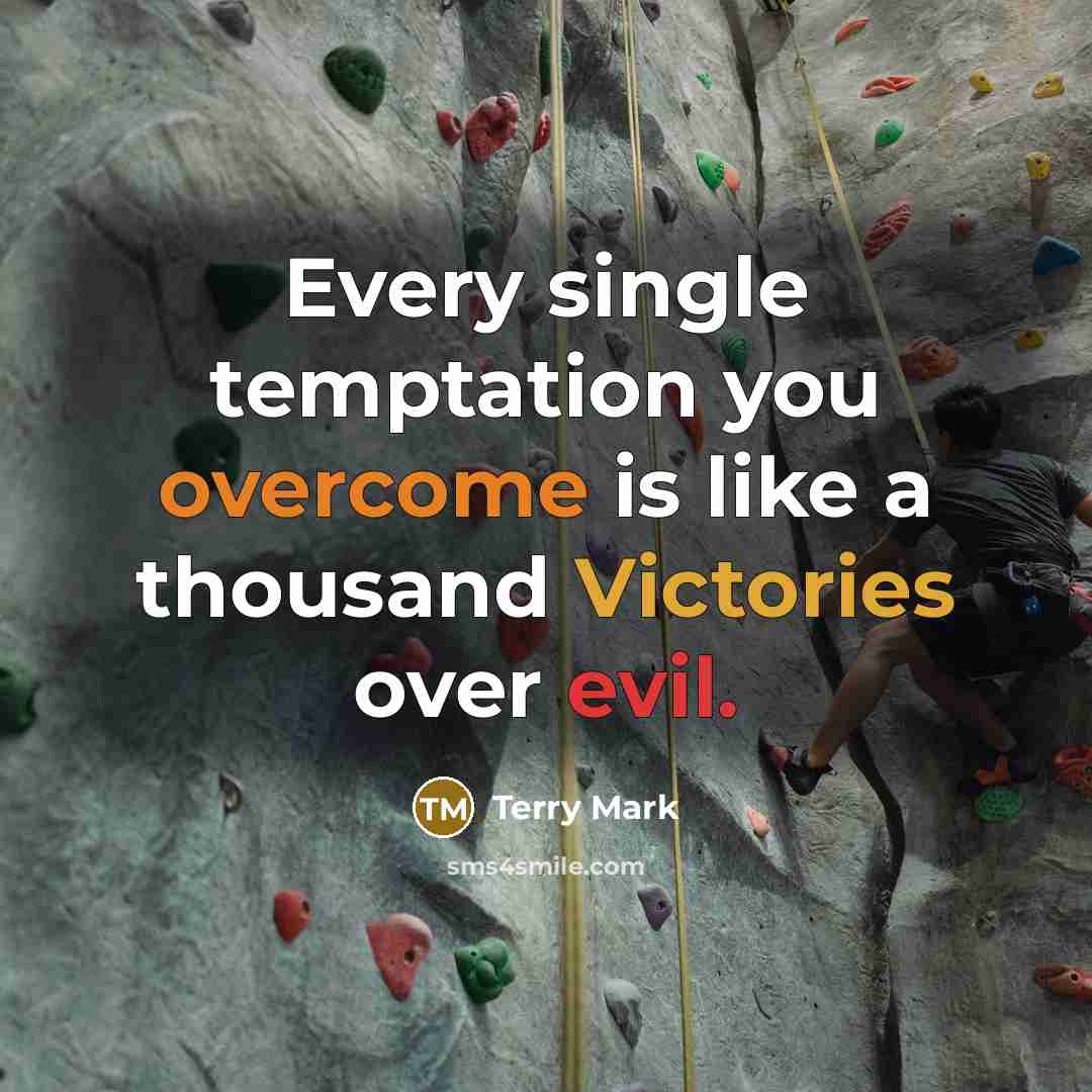 “Every single temptation you overcome is like a thousand Victories over evil.” quote by Terry Mark