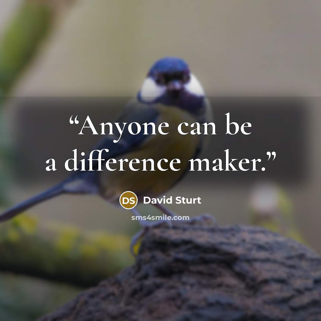“Anyone can be a difference maker.” quote by David Sturt