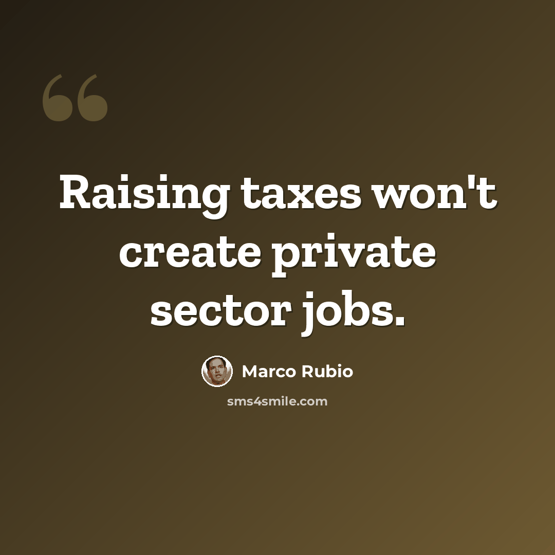 “Raising taxes won't create private sector jobs.” quote by Marco Rubio