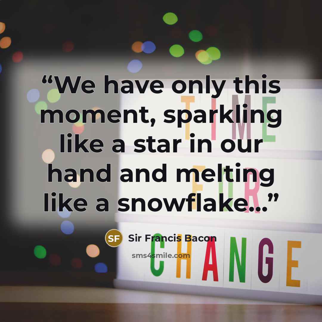 “We have only this moment, sparkling like a star in our hand and melting like a snowflake...” quote by Sir Francis Bacon