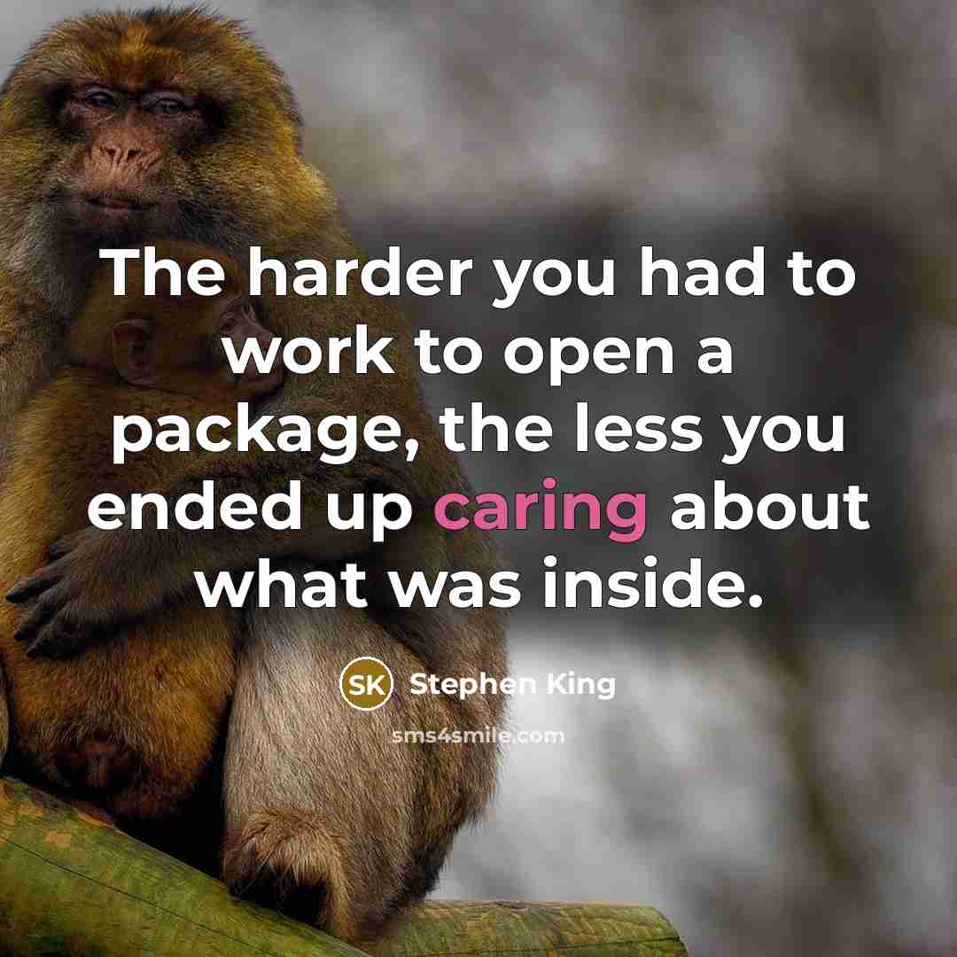 “The harder you had to work to open a package, the less you ended up caring about what was inside.” quote by Stephen King